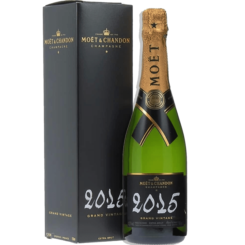 MOET ET CHANDON Spumanti 75 cl / 2015 Champagne Grand Vintage Extra Brut Blanc Millesime Moët &amp; Chandon avec Étui