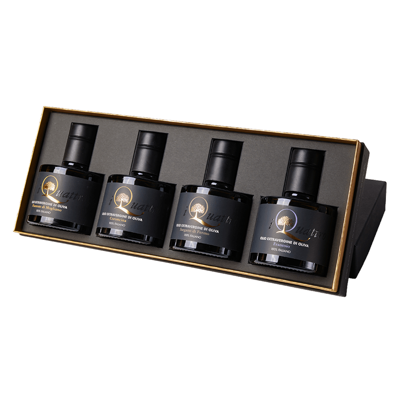 I QUATTRO Condimenti 4 x 25 cl I Quattro BOX Olio Extravergine di Oliva